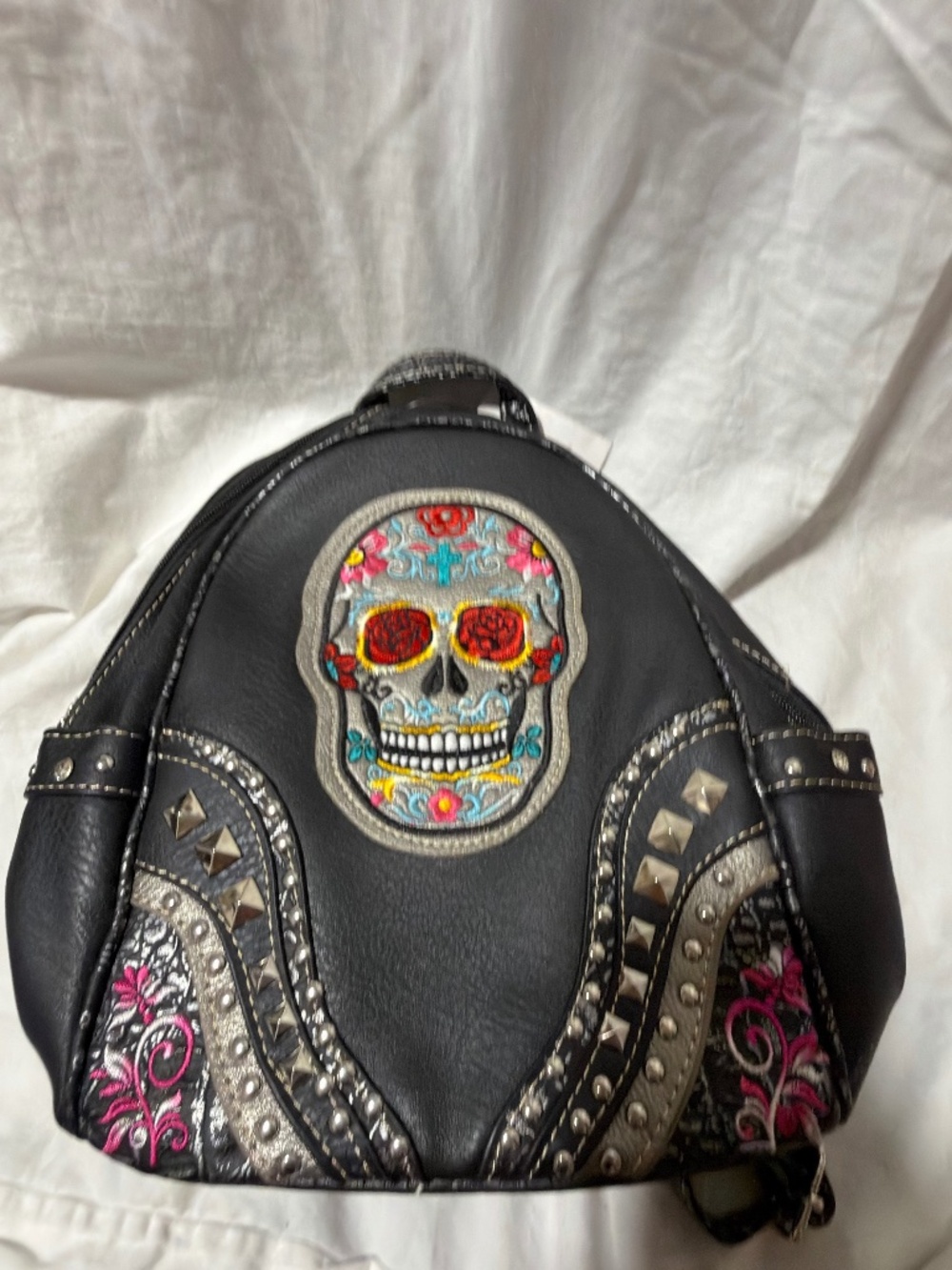 NWT Western Sugar Skull Embroidered Studded Concealed Carry Mini Backpack Purse
